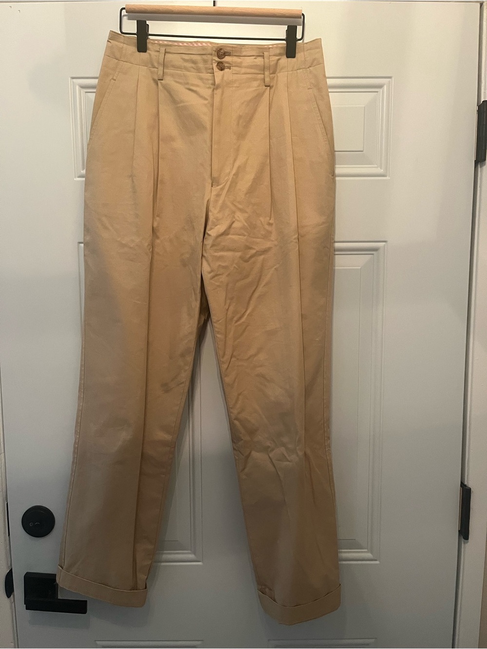 Junya Watanabe Comme Des Garçons Tailored High-Rise Pleated Trousers in Khaki